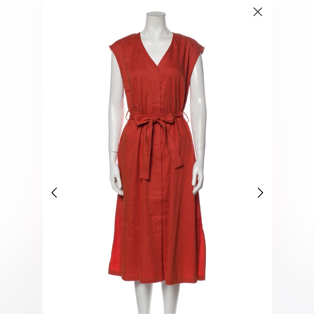 Cuyana vibrant coral midi dress